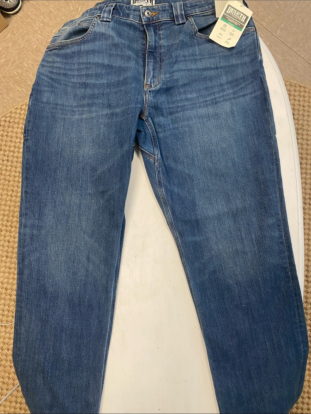 Duluth Trading Co Slim Straight Jeans in Blue Wash